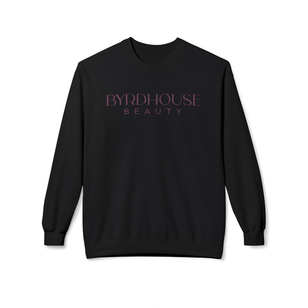Byrdhouse Beauty Crewneck Sweatshirt | Black with Purple Text